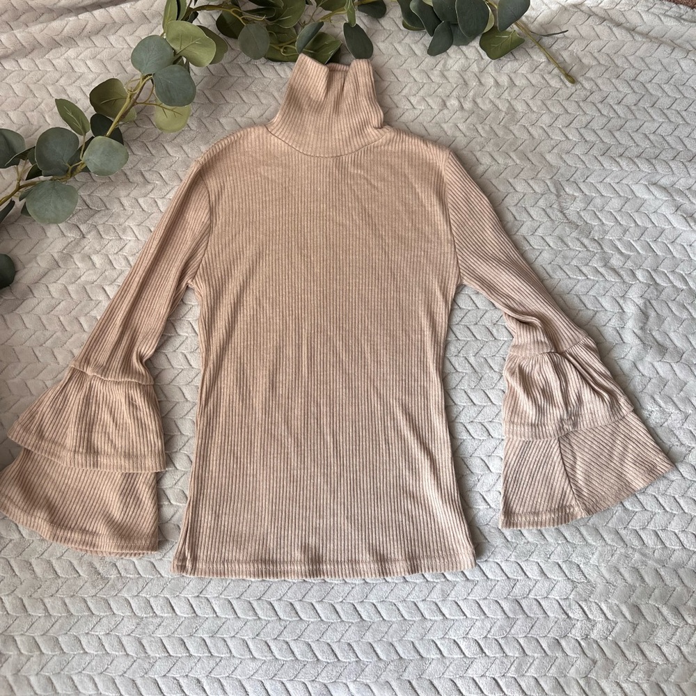 SHEIN turtleneck sweater, with bell sleeve detail, XS